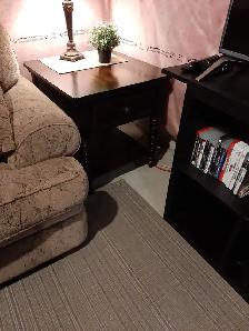 Coffee Table End Table Solid Wood / with Drawer - Photo 2