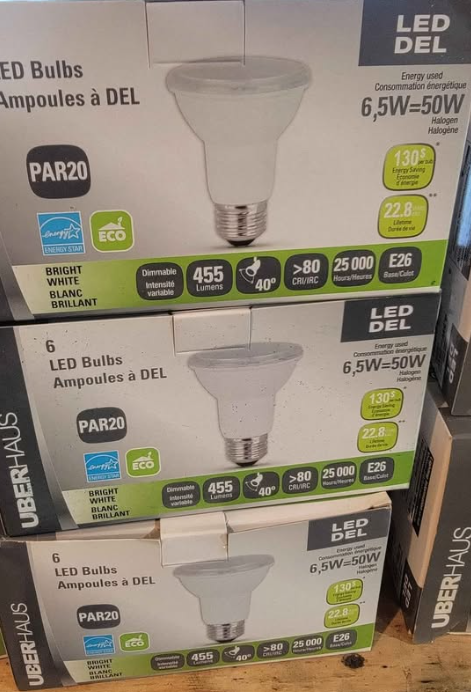 UBERHAUS LED Light bulbs Dimmable PAR20 box of 6