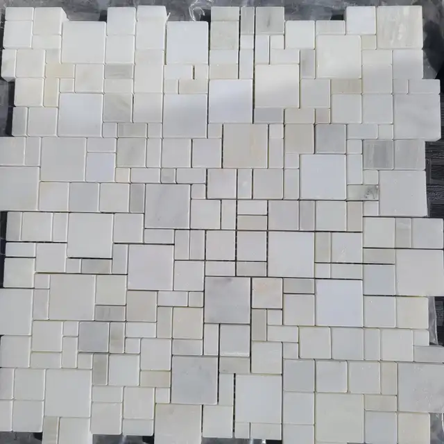 Marble 11-1/4 in. x 12-1/2 in. Mosaic Tile white