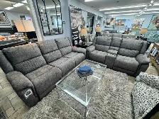 New 2-Piece Power Recliner Set In Fabric Upholstery - Grey Sale