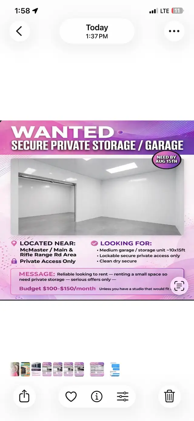 Wanted Storage Unit or Garage