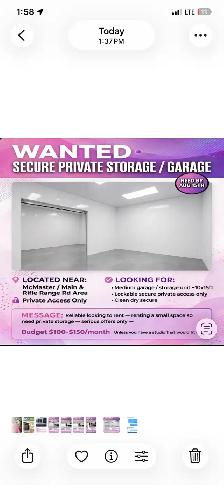 Wanted Storage Unit or Garage