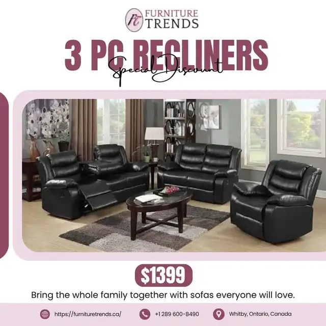 Huge Saving 3 Piece Recliner Set Start from $1399.99
