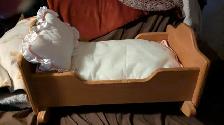 Solid Pine Wood Doll Cradle