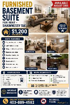 Available  Furnished Basement suit for Rent Shawnessy SWessy SW