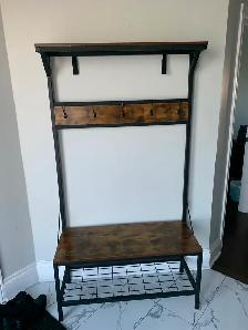 5-Hook Entryway Coat Rack/Hall Tree With Bench & Shoe Storage - Photo 2