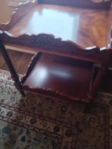 UNIQUE VINTAGE SIDE TABLE 1960'S- WALNUT SOLID WOOD - Photo 3