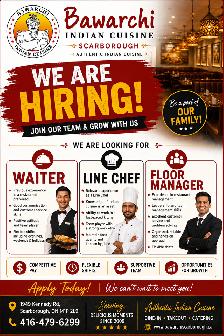 Now Hiring: Waitress, Floor Manager, Dishwasher & Line Chef