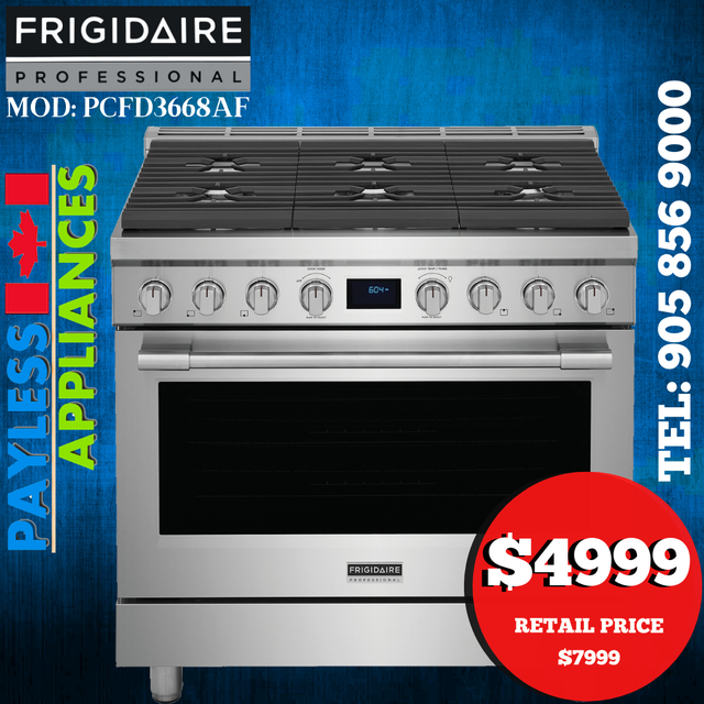 Frigidaire Professional PCFD3668AF 36'Dual Fuel Range Self Clean
