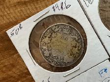 Antique CANADIAN Coins 1890 20c, 1902 5c,  1908 10c, 1916 50c ! - Photo 2