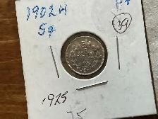 Antique CANADIAN Coins 1890 20c, 1902 5c,  1908 10c, 1916 50c ! - Photo 5