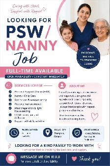 looking for nany and psw job