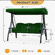 3-Seat Patio Porch Swing with Adjustable Canopy - Photo 5