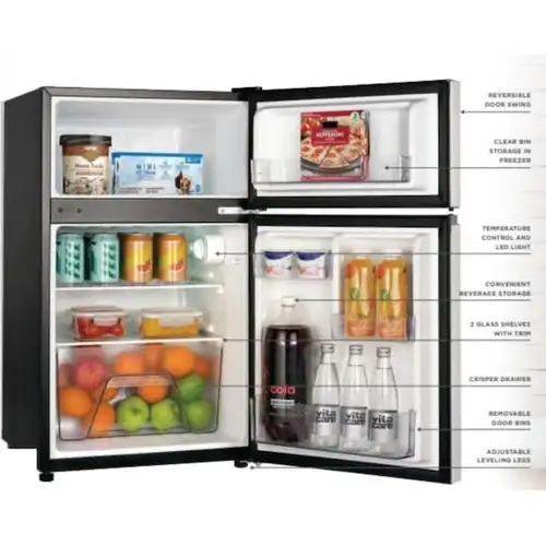 Vissani Compact Mini Refrigerator with Adjustable Door & Freezer