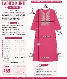 Brand New Pink Indian Ladies Kurti | 100% Cotton | Medium