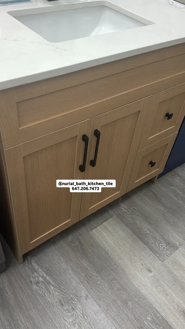 Bathroom Vanity, Kitchen Cabinet, Countertop, Mirror, Faucet