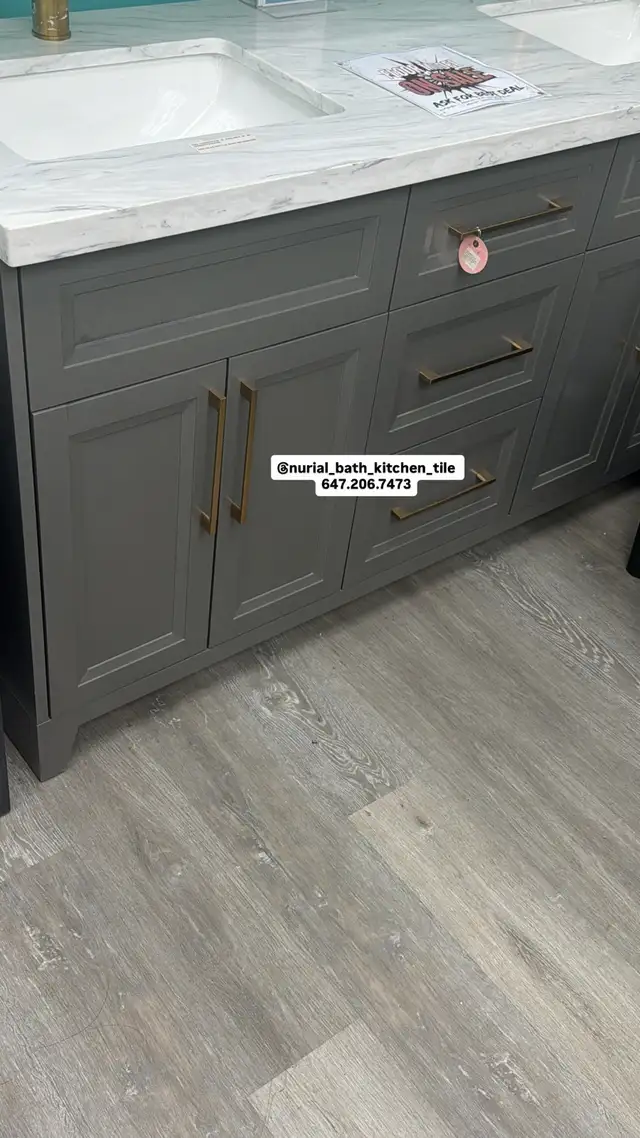 Grey Vanity, Kitchen Cabinet, Countertop, Smart Toilet