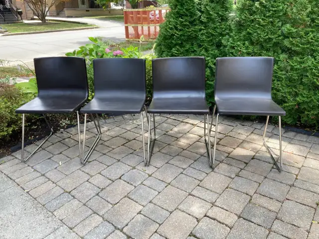 Bernhard Ikea Chairs - Set of 4 Brown Leather with Chrome Legs