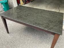 Uba Tuba Granite Dining Table with Ikea Leather Chairs