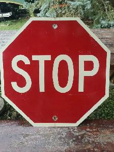 Vintage Solid Steel (Porcelain?) Stop Sign