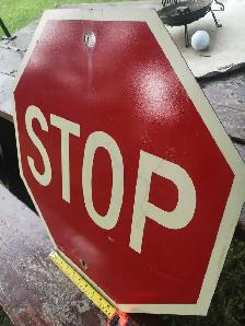 Vintage Solid Steel (Porcelain?) Stop Sign - Photo 3