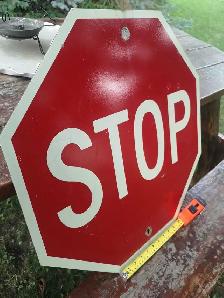 Vintage Solid Steel (Porcelain?) Stop Sign - Photo 4