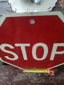 Vintage Solid Steel (Porcelain?) Stop Sign - Photo 5