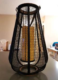 9"Black Metal Mesh Cage Style Decorative Lantern