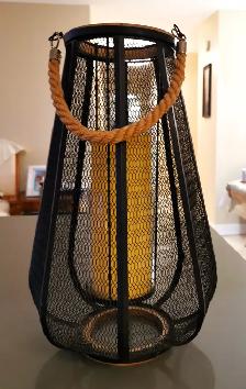 9"Black Metal Mesh Cage Style Decorative Lantern - Photo 3