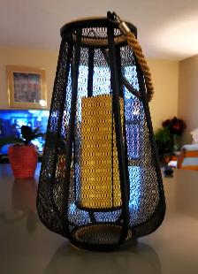 9"Black Metal Mesh Cage Style Decorative Lantern - Photo 5