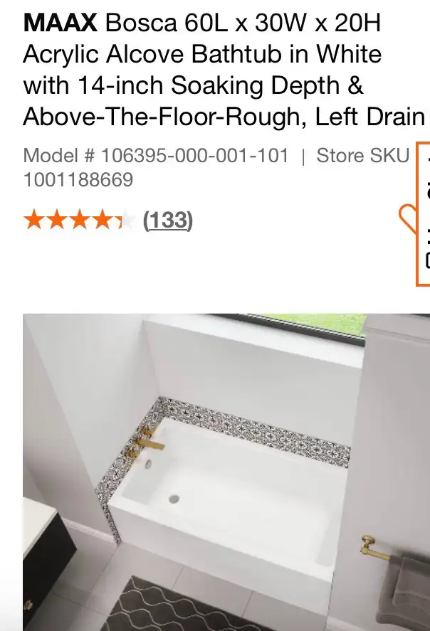 Soaking bathtub, brand new!