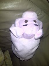 BEAU COCHON ROSE NEUF 15'LONx7'HAU QUI CHANGE EN COUSSIN: $10.00