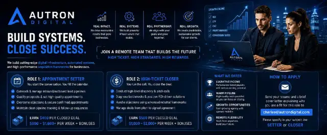 Hiring: Remote Appointment Setters & High-Ticket Closers