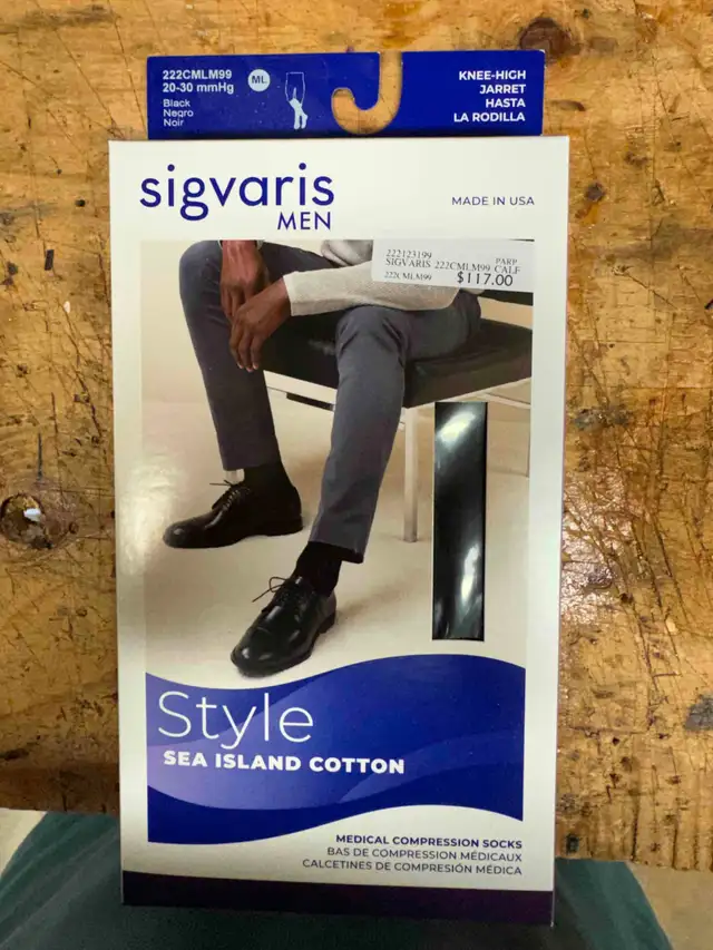 Sigvaris Men’s Black Medical Compression Socks - New
