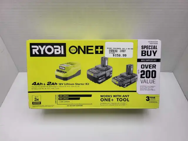 Ryobi PSK106SB 18v Battery Kit 4ah/2ah/charger NEW