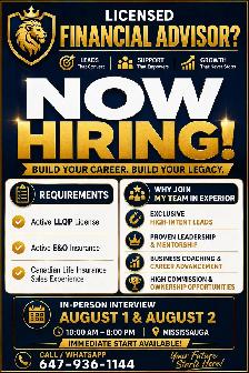 Now Hiring Licensed Financial Advisors | Exclusive Leads
