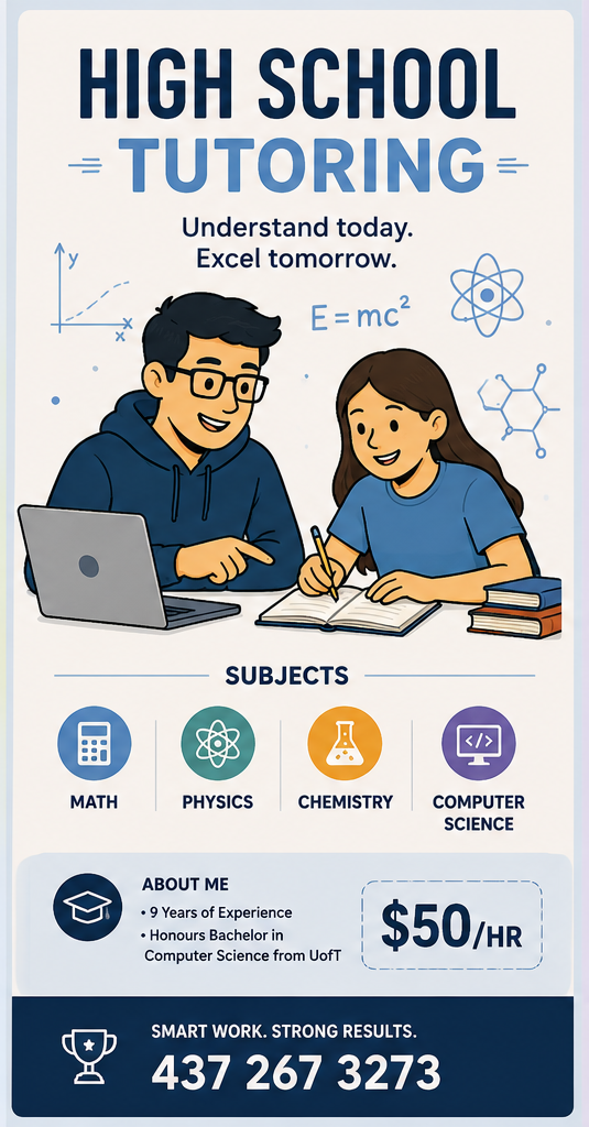 High School Math, Physics, Chemistry & Computer Science Tutor |
