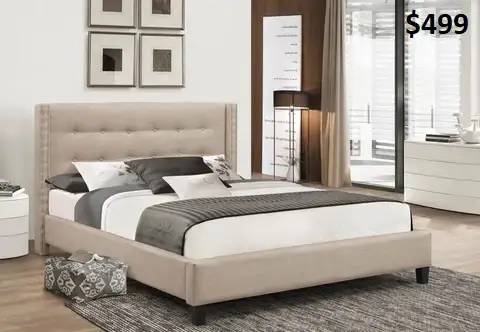 GREY OR BEIGE LINEN FABRIC BEDS