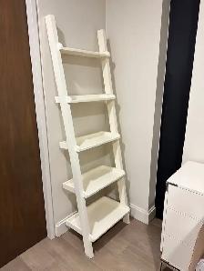 Modern White Leaning Ladder Shelf