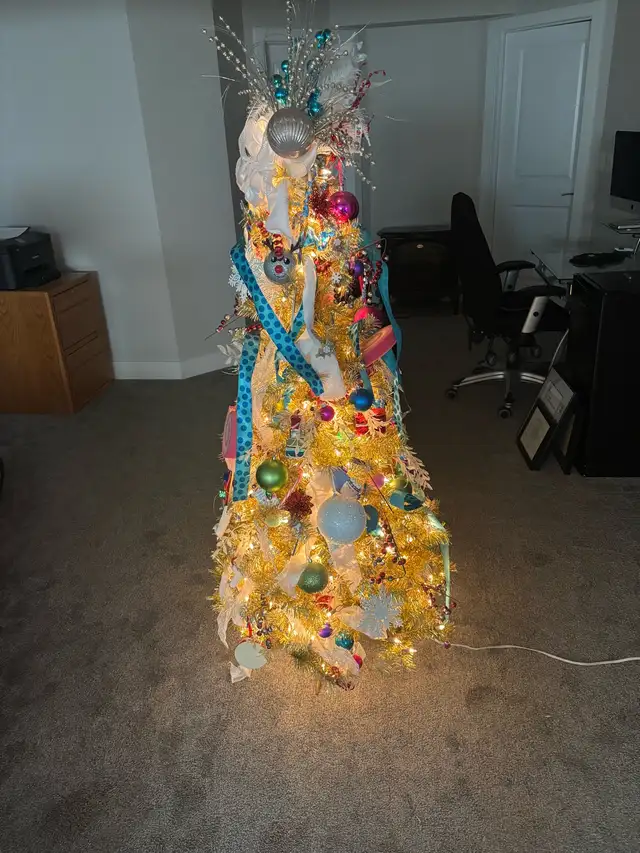 Christmas tree with permanent decorations
