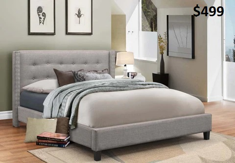 GREY OR BEIGE LINEN PLATFORM BEDS !