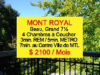 WOW! 4 CAC. BEAU GRAND CONDO/APT. EXCELLENT QUARTIER. MONT ROYAL