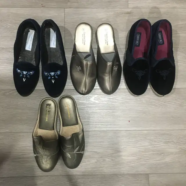 Mules / Pantoufles, grandeur 38/39 (8/9) (4 items)