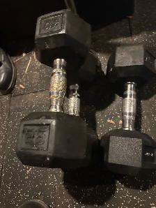 25lbs rubber  dumbbells