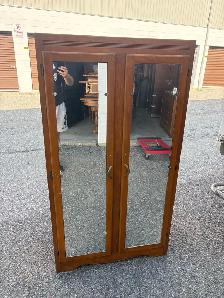 Free delivery used antique Wooden Armoire with Mirrored Doors