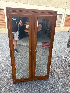 Free delivery used antique Wooden Armoire with Mirrored Doors - Photo 3