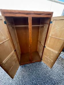 Free delivery used antique Wooden Armoire with Mirrored Doors - Photo 9