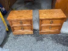 Free delivery used Pair of Oak Nightstands - Photo 2
