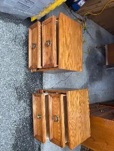 Free delivery used Pair of Oak Nightstands - Photo 5