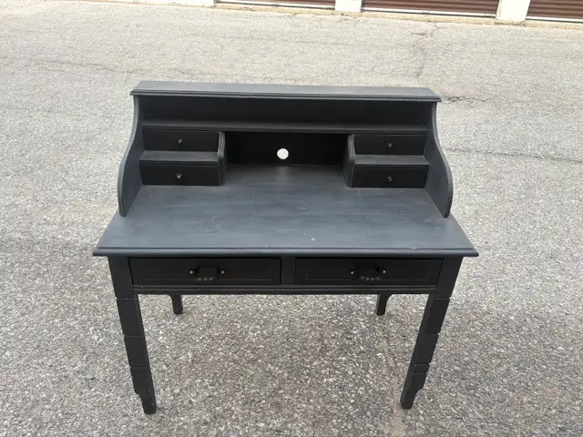 Free delivery used Black Writing Desk with Drawers